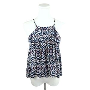 Aeropostale Geometric Halter Tank Top Multicolor Print Boho Rayon Summer XS